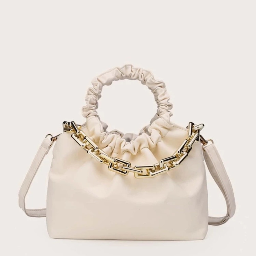 Ivory ruched satchel - Picture 1 of 3